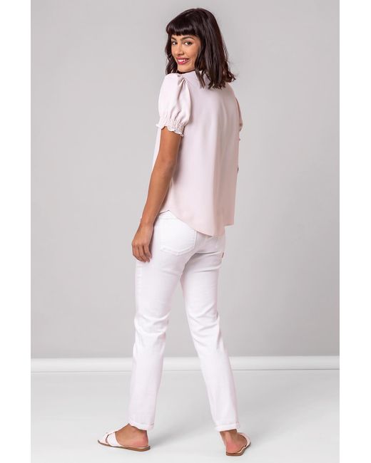 Roman Pink Frill Detail V-Neck Top