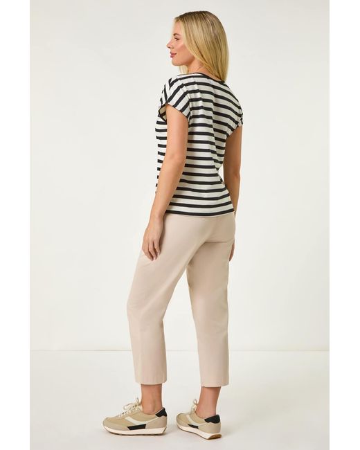 Roman Petite Black Block Striped Tie Side Top