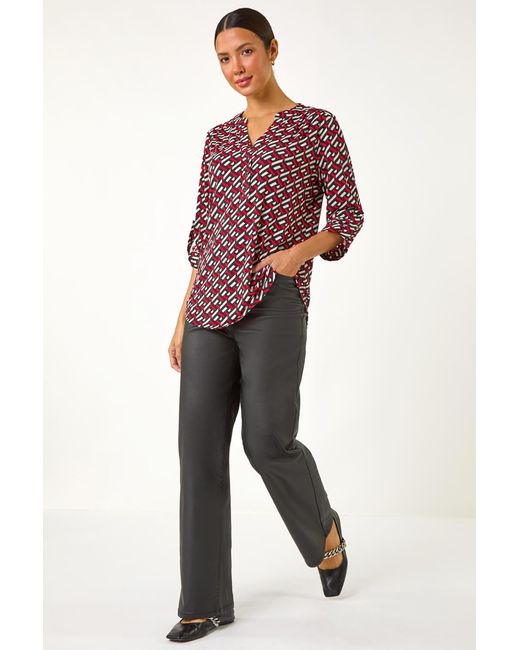 Roman Red Geometric Print Shirt
