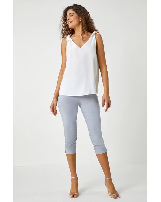 Roman White Cropped Stretch Trouser