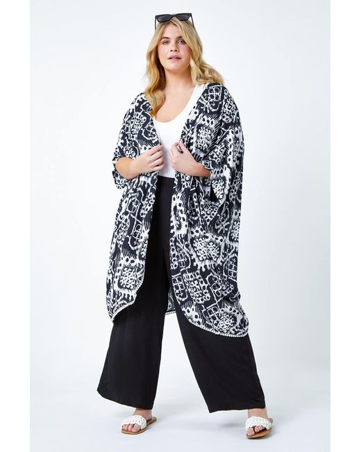 Roman Curve Black Plain Crinkle Wide Leg Trousers