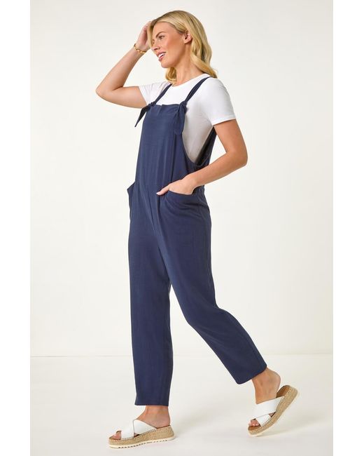 Roman Petite Blue Strap Woven Jumpsuit