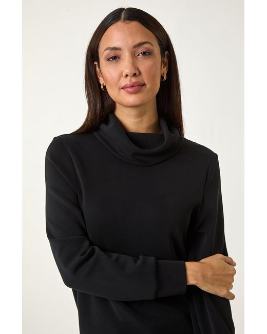 Roman Black Premium Soft Jersey Roll Neck Jumper