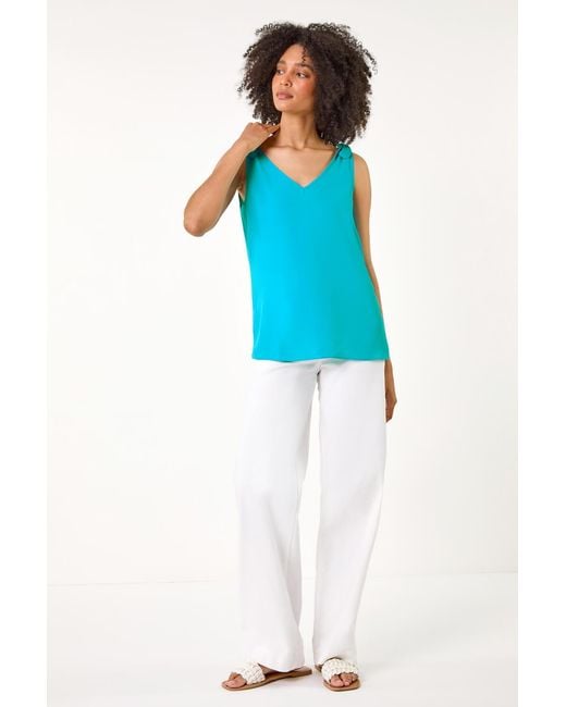 Roman Blue Tie Detail Strap Cami Top