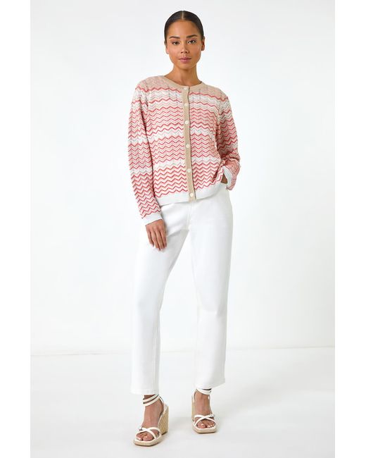 Roman Petite Pink Chevron Knitted Cardigan