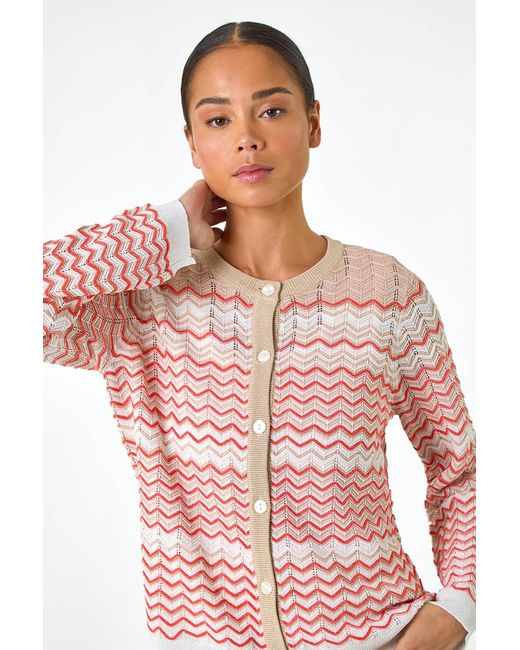 Roman Petite Pink Chevron Knitted Cardigan