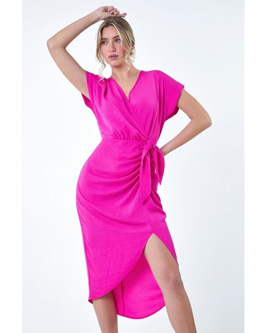 D.u.s.k Pink Tie Detail Wrap Dress
