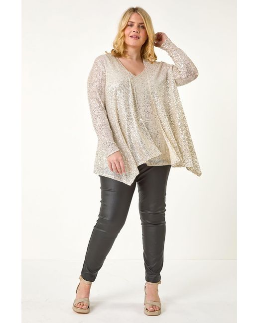 Roman Curve White Sequin V-Neck Stretch Vest