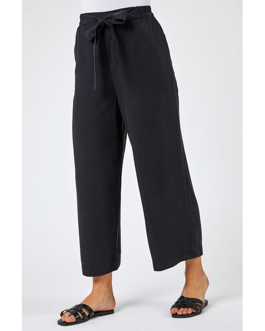Roman Black Waist Tie Detail Culottes