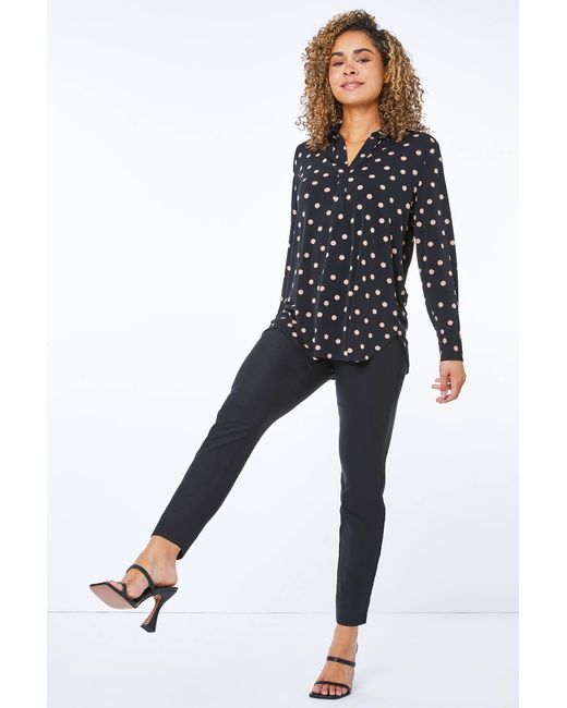 Roman Petite Black Full Length Elastic Waist Trousers