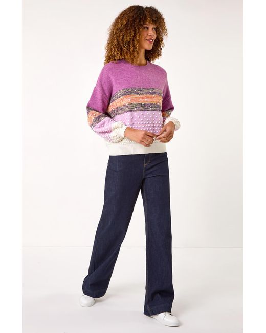 Roman Pink Textured Bobble Knit Crew Jumper