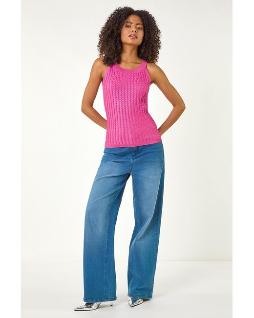 D.u.s.k Pink Metallic Knit Vest Top