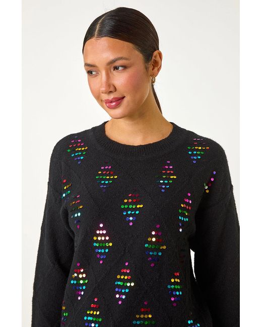 Roman Blue Diamond Sequin Knit Jumper