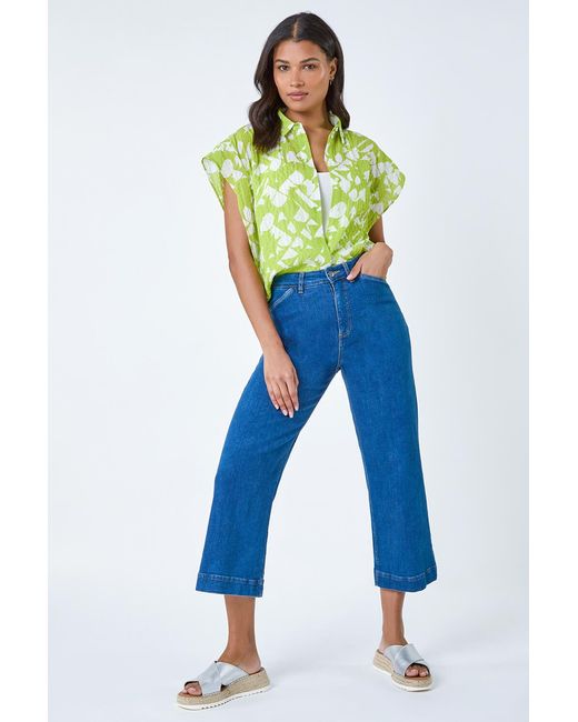 Roman Blue Abstract Print Textured Shirt