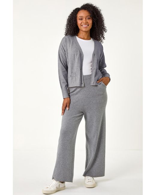 Roman Petite Gray Knitted Trouser
