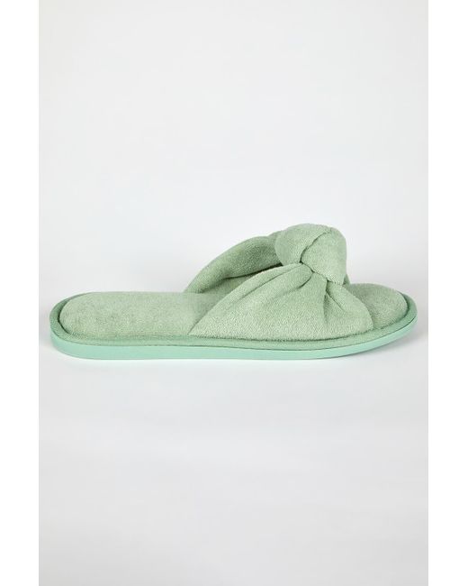 Roman Green Towelling Knot Slipper