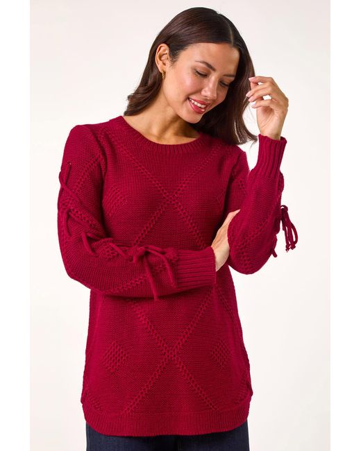 Roman Red Diamond Stitch Detail Knit Jumper