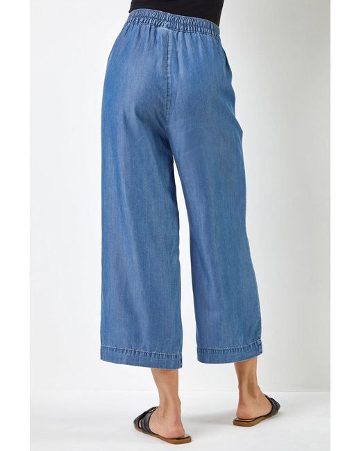 Roman Blue Waist Tie Detail Culottes