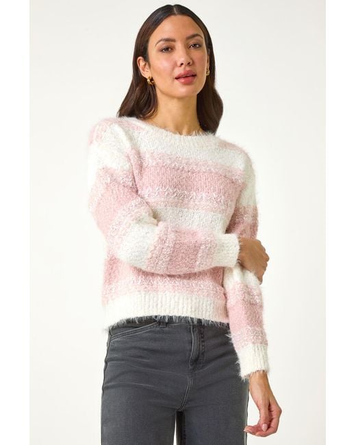 Roman White Contrast Shaded Stripe Jumper