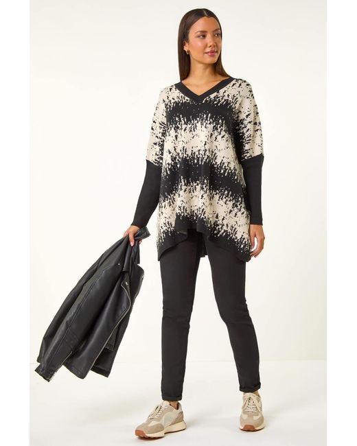 Roman Black Abstract Stripe Knitted Jumper