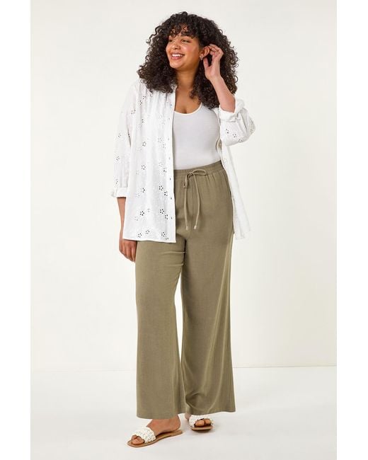 Roman Curve Green Linen Mix Trousers