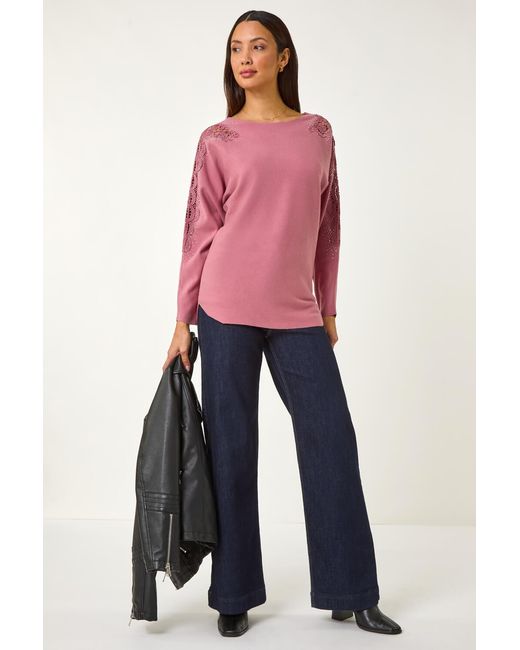 Roman Blue Hotfix Embellished Sleeve Knit Jumper