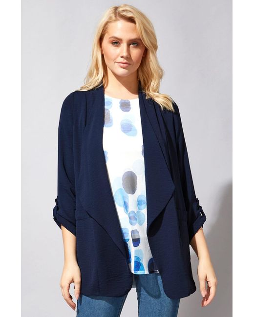 Roman Blue Tab Sleeve Waterfall Jacket
