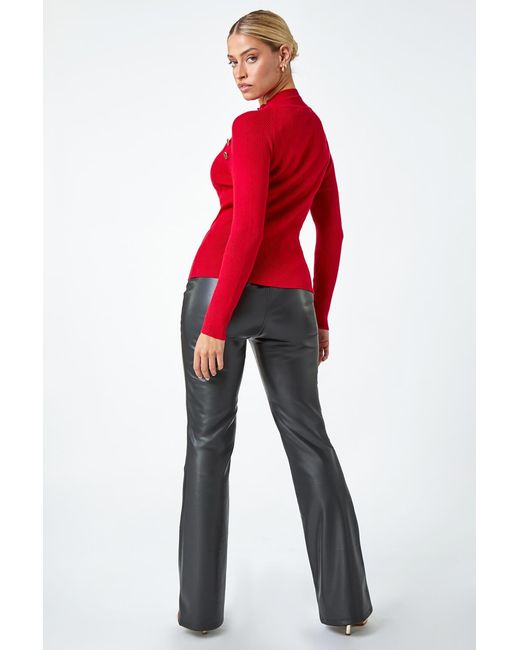 D.u.s.k Red Button Detail Ribbed Jumper
