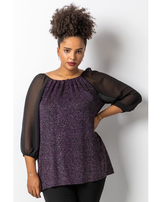 Roman Curve Pink Glitter Pleat Detail Top