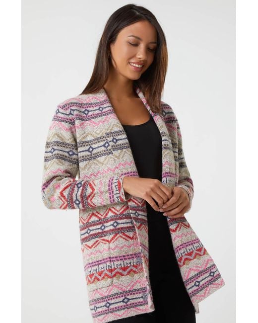 Roman Natural Aztec Pocket Detail Longline Cardigan