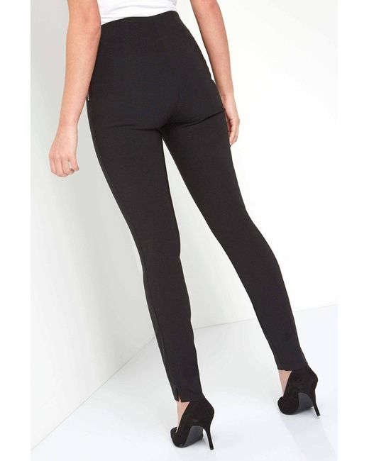 Roman Black Elastic Waist Zip Detail Stretch Trousers