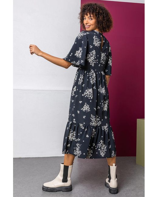 D.u.s.k Black Floral Print Yoke Maxi Dress