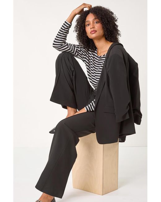 Roman Black Relaxed Woven Stretch Trousers