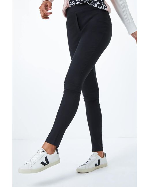 Roman Black Elastic Waist 31" Full Length Stretch Trouser