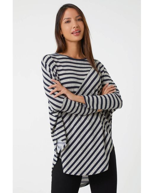 Roman Black Contrast Stripe Stretch Jersey Top