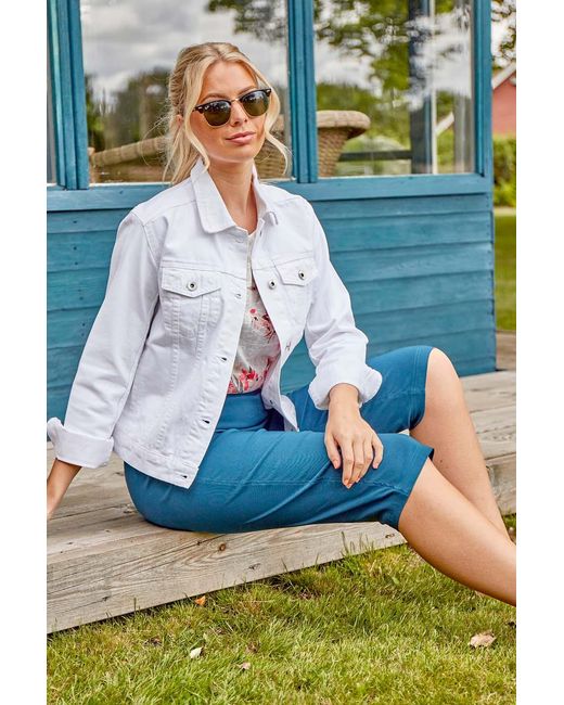 Roman White Classic Cotton Denim Jacket