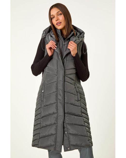 Roman Multicolor Chevron Quilted Hooded Gilet