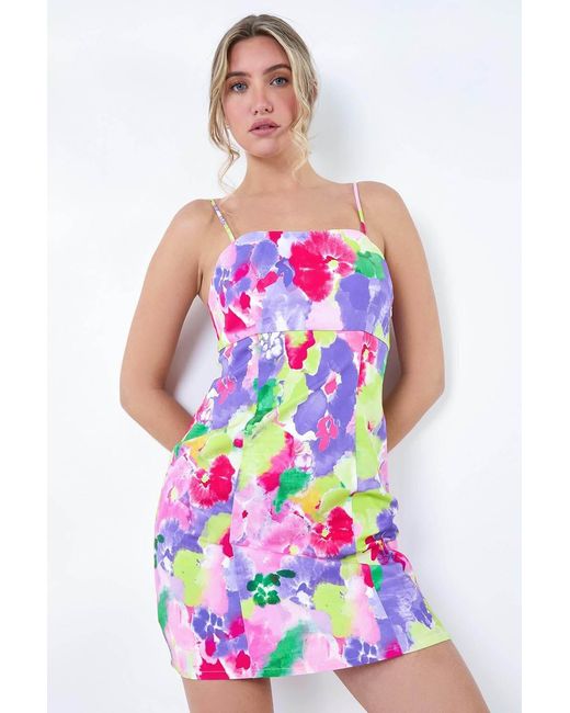 D.u.s.k White Floral Bengaline Mini Stretch Dress
