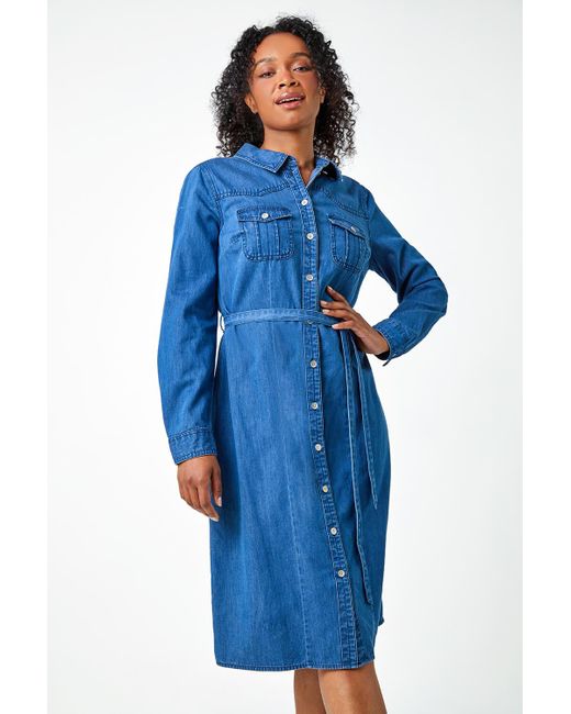 Long denim shirtdress top
