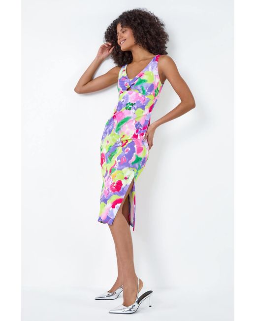 D.u.s.k White Cut Out Twist Detail Stretch Dress