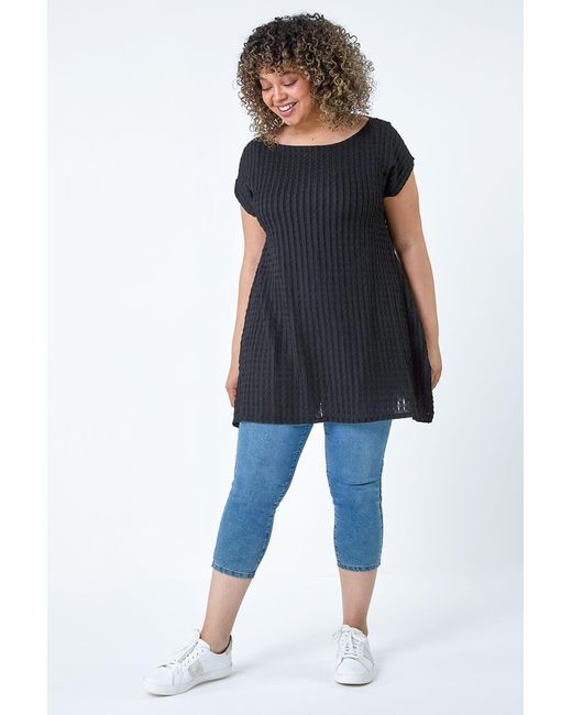 Roman Curve Blue Textured Short Sleeve T-Shirt