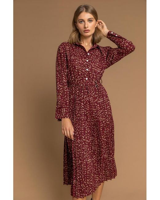 Roman Multicolor Ditsy Print Pleated Shirt Dress