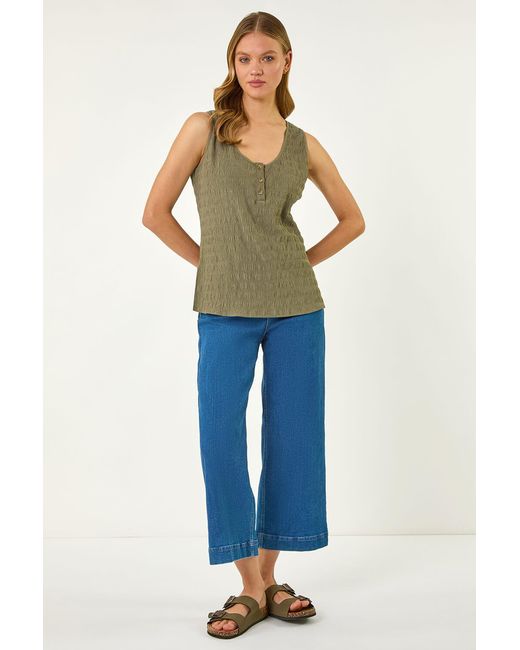 Roman Green Buttoned Stretch Vest Top