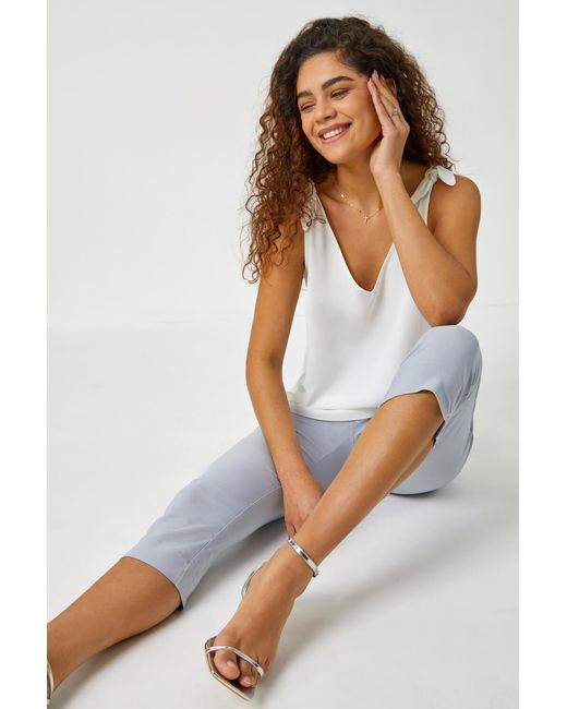 Roman White Cropped Stretch Trouser