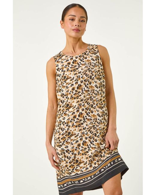 Roman Petite Multicolor Animal Border Print Shift Dress