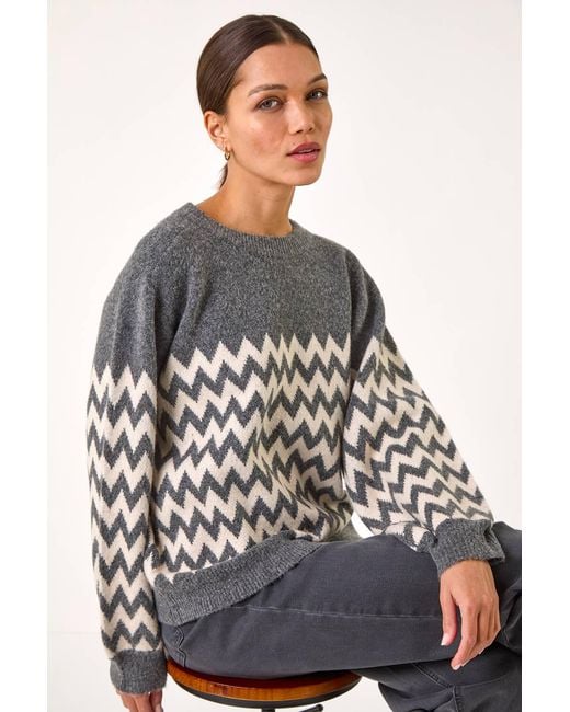 Roman Gray Zig Zag Knitted Jumper