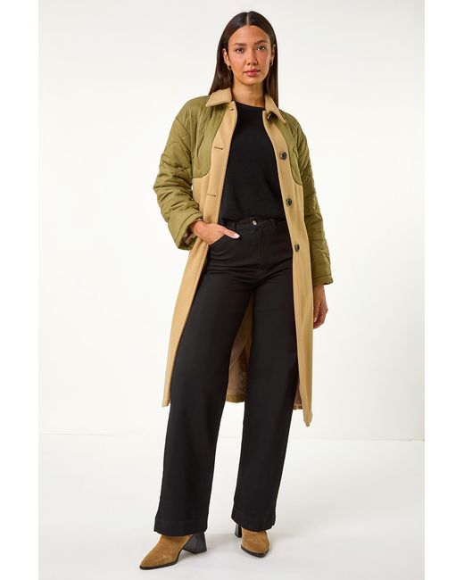 Roman Black Contrast Quilted Collar Smart Coat