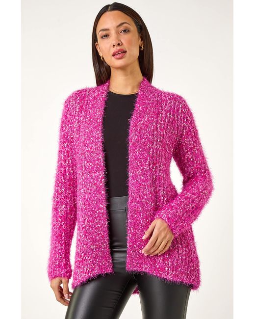 Roman Pink Fluffy Sparkle Cardigan