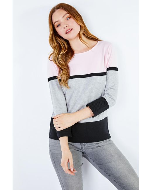 Roman White Colour Block Ribbed Jumper
