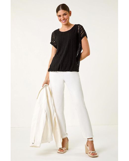 Roman White Cut Out Detail Stretch Top